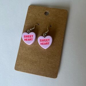 2/$15- Valentine’s Day Sweet Heart Purple Earrings Handmade